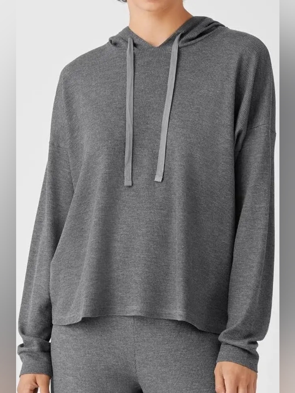 Eileen Fisher Women's Cozy Waffle Knit Hooded Top Size XS